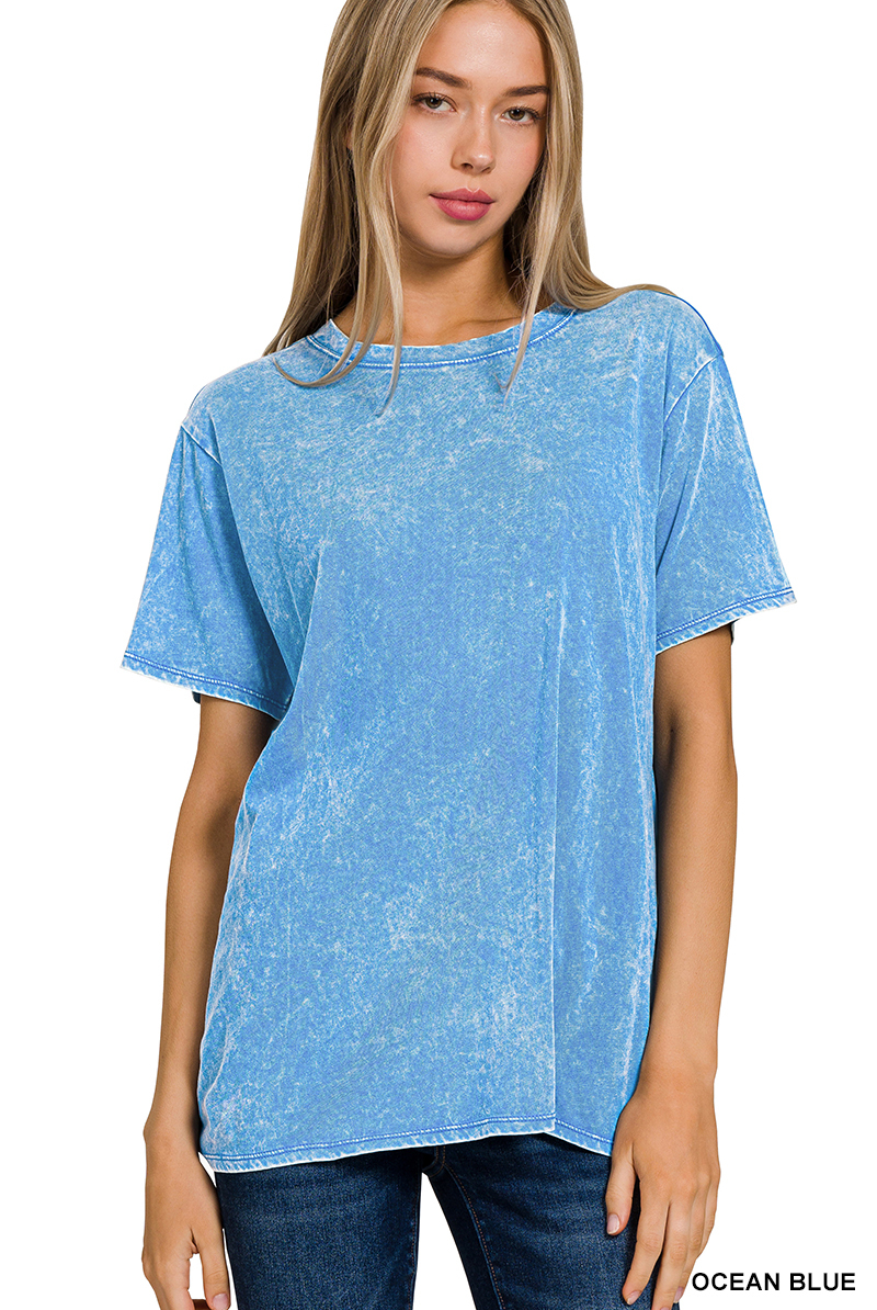 MINERAL WASHED SHORT SLEEVE TEE / STUFFOLOGY BOUTIQUE-Top-Zenana-Stuffology - Where Vintage Meets Modern, A Boutique for Real Women in Crosbyton, TX