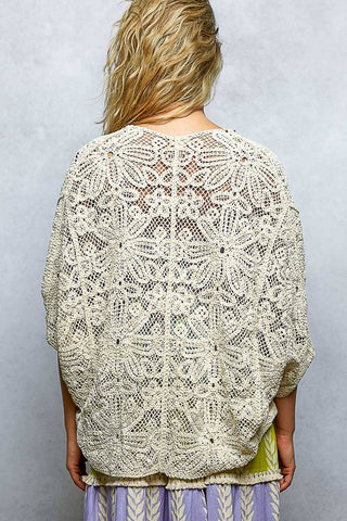 POL Clothing V-Neck Crochet Batwing Sleeve Cardigan Top-Shirt / Jacket-Pol Clothing-Stuffology - Where Vintage Meets Modern, A Boutique for Real Women in Crosbyton, TX