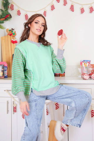 Oversized Striped Casual Knit Top-Pullover Top-VERY J-Stuffology - Where Vintage Meets Modern, A Boutique for Real Women in Crosbyton, TX