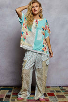 POL Clothing Round Neck Short Sleeve Floral Knit Rib Top-Loose Fit Top-Pol Clothing-Stuffology - Where Vintage Meets Modern, A Boutique for Real Women in Crosbyton, TX