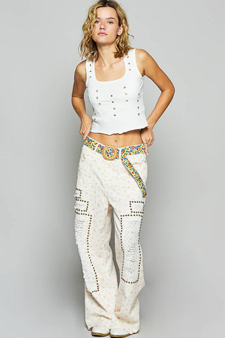 Floral pattern print circle buckle belt-BELT-Pol Clothing-Stuffology - Where Vintage Meets Modern, A Boutique for Real Women in Crosbyton, TX