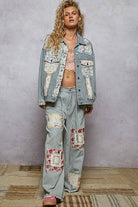 POL Clothing Vintage Striped Patch Pants-Jeans-Pol Clothing-Stuffology - Where Vintage Meets Modern, A Boutique for Real Women in Crosbyton, TX