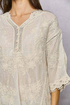 POL Clothing V-neck Short Sleeve Floral Embroidered Crochet Blouse Top-Crochet Top-Pol Clothing-Stuffology - Where Vintage Meets Modern, A Boutique for Real Women in Crosbyton, TX