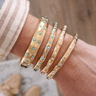 Gold-Tone Eternity Stretch Bangle – Pearls, Turquoise, or Crystals-Bracelets-PennyLine inc-Stuffology - Where Vintage Meets Modern, A Boutique for Real Women in Crosbyton, TX