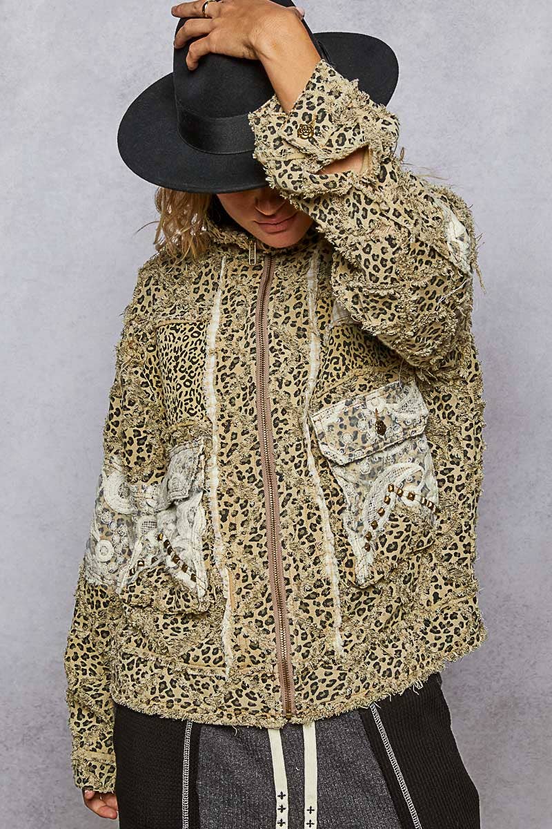 Long sleeve textured woven lace patchwork jacket-Pol Clothing-Stuffology - Where Vintage Meets Modern, A Boutique for Real Women in Crosbyton, TX