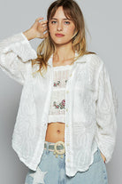 POL Clothing Long Sleeve Floral Embroidered Shirt-Shirt / Jacket-Pol Clothing-Stuffology - Where Vintage Meets Modern, A Boutique for Real Women in Crosbyton, TX