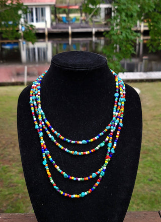 Native American made Turquoise, glass bead necklace-Horse Spirit Studio-Stuffology - Where Vintage Meets Modern, A Boutique for Real Women in Crosbyton, TX