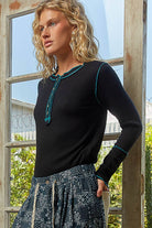 POL Clothing - Thermal Stitch Detail Henley Top-TOP-Pol Clothing-Stuffology - Where Vintage Meets Modern, A Boutique for Real Women in Crosbyton, TX