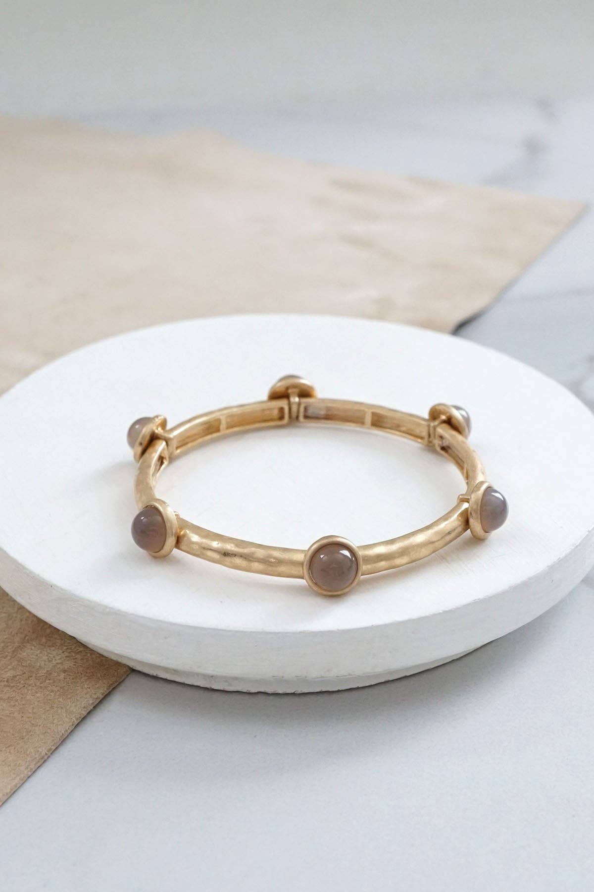 Jeweled Golden Bangle with semi precious stone dots-Bracelets-PennyLine inc-Stuffology - Where Vintage Meets Modern, A Boutique for Real Women in Crosbyton, TX