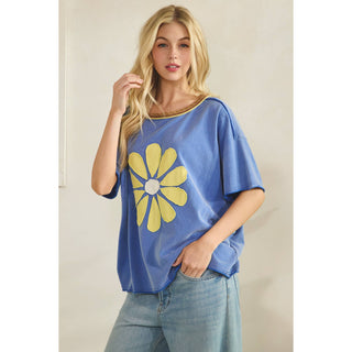 Daisy Applique Tee-Vintage Wash Tee-Sage + Fig-Stuffology - Where Vintage Meets Modern, A Boutique for Real Women in Crosbyton, TX