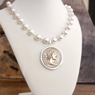 Coin Chunky Ball Chain Statement Necklace – Gold and Silver Tone-Necklaces-PennyLine inc-Stuffology - Where Vintage Meets Modern, A Boutique for Real Women in Crosbyton, TX