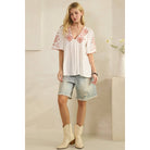 Desert Rose Embroidered Scallop Top-TOP-Sage + Fig-Stuffology - Where Vintage Meets Modern, A Boutique for Real Women in Crosbyton, TX