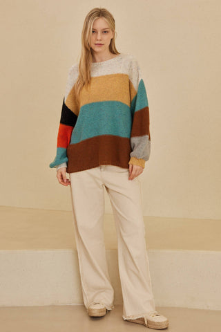Multi Color Block Oversize Sweater-Sweaters-Mello.-Stuffology - Where Vintage Meets Modern, A Boutique for Real Women in Crosbyton, TX