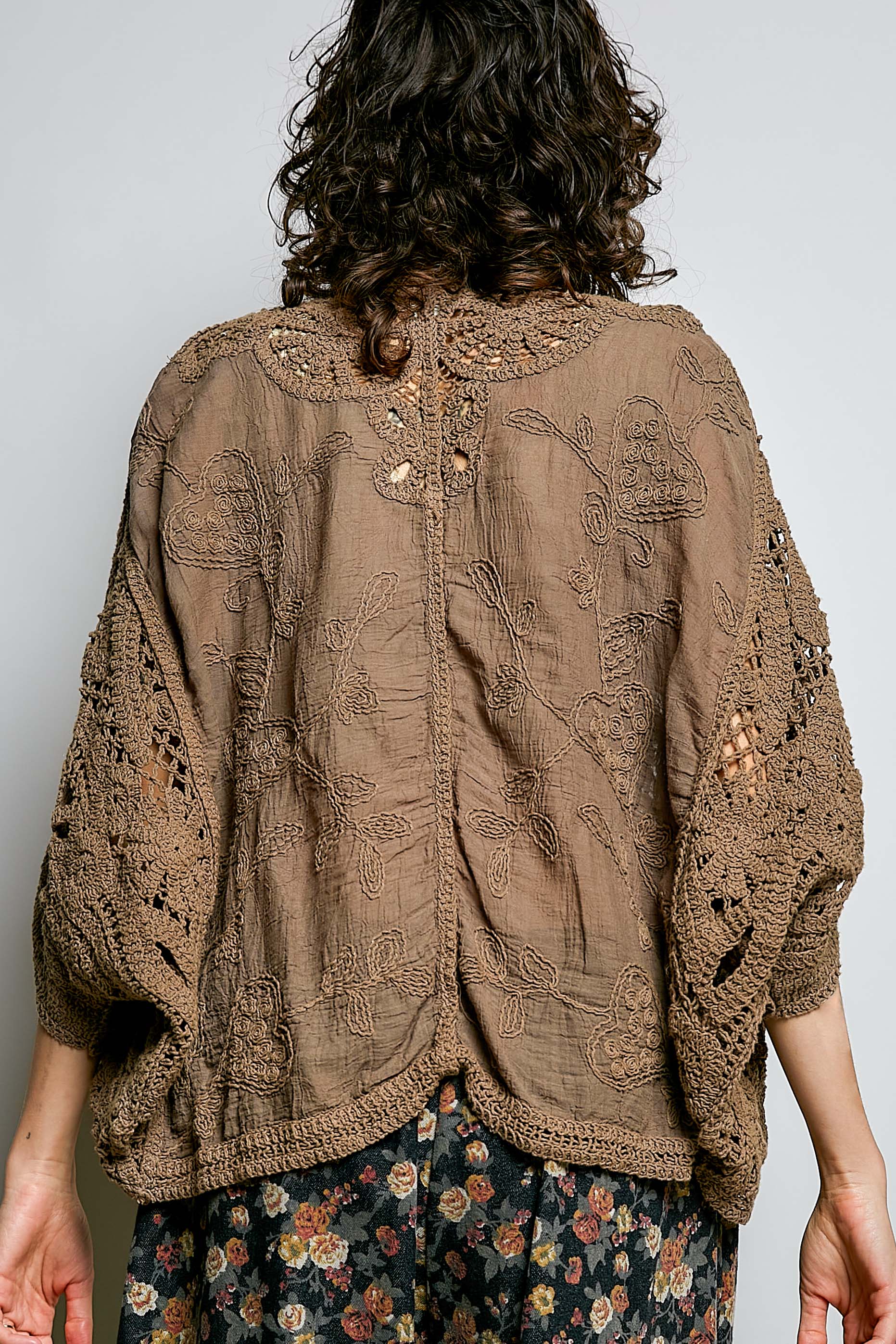 Batwing Sleeve Button Down Solid Crochet Cardigan Top-Pol Clothing-Stuffology - Where Vintage Meets Modern, A Boutique for Real Women in Crosbyton, TX