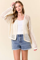 CROCHET FISHNET CROPPED OPEN CARDIGAN-Cardigan-Doe and Rae-Stuffology - Where Vintage Meets Modern, A Boutique for Real Women in Crosbyton, TX