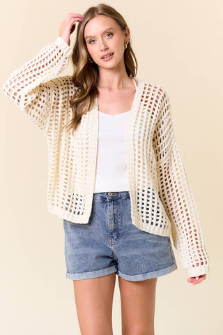 CROCHET FISHNET CROPPED OPEN CARDIGAN-Cardigan-Doe and Rae-Stuffology - Where Vintage Meets Modern, A Boutique for Real Women in Crosbyton, TX