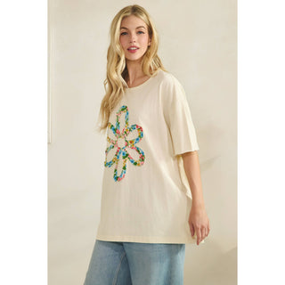 WILDFLOWER BLOOM PATCH TEE-Tees-Sage + Fig-Stuffology - Where Vintage Meets Modern, A Boutique for Real Women in Crosbyton, TX