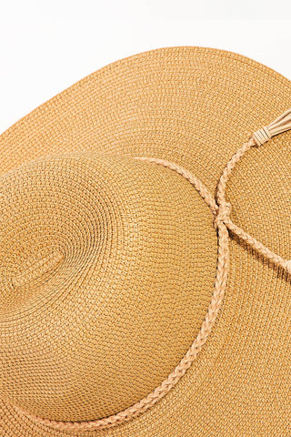 Straw Braided Rope Strap Sun Hat-Hats-The Looks by Fame Accessories-Stuffology - Where Vintage Meets Modern, A Boutique for Real Women in Crosbyton, TX
