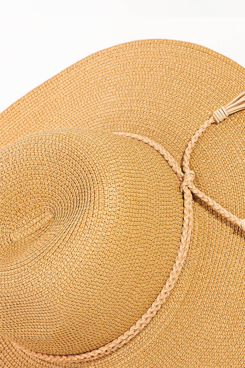 Straw Braided Rope Strap Sun Hat-The Looks by Fame Accessories-Stuffology - Where Vintage Meets Modern, A Boutique for Real Women in Crosbyton, TX