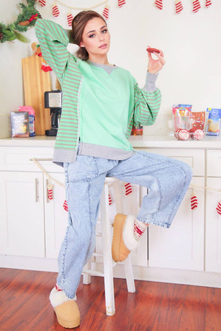 Oversized Striped Casual Knit Top-Pullover Top-VERY J-Stuffology - Where Vintage Meets Modern, A Boutique for Real Women in Crosbyton, TX