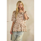 BOHO BOTANICAL TIE-FRONT TOP (ST7742)-Sage + Fig-Stuffology - Where Vintage Meets Modern, A Boutique for Real Women in Crosbyton, TX