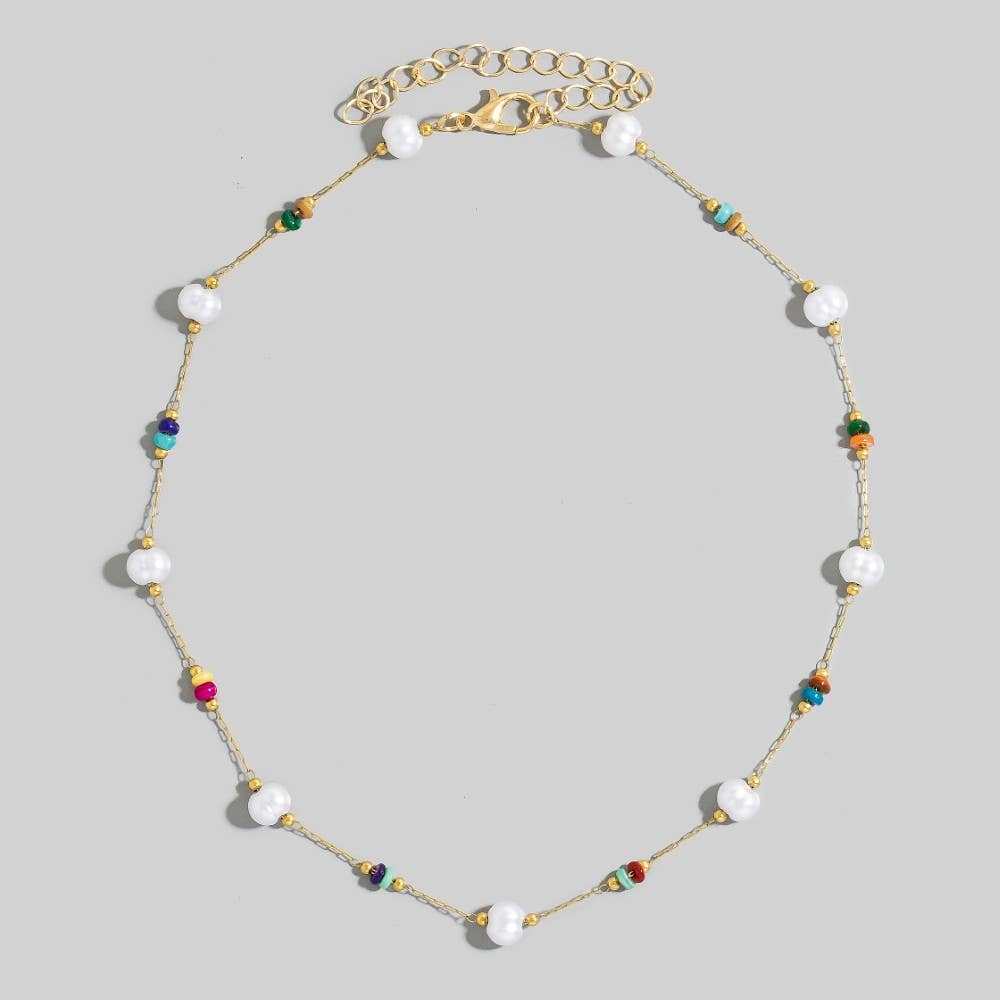 Dainty Chain Bead Station Necklace-Necklaces-The Looks by Fame Accessories-Stuffology - Where Vintage Meets Modern, A Boutique for Real Women in Crosbyton, TX