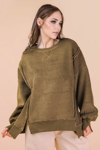NT12367-Oversized Casual Solid Fleece Top-VERY J-Stuffology - Where Vintage Meets Modern, A Boutique for Real Women in Crosbyton, TX