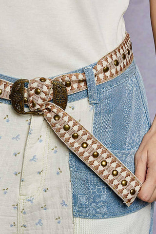 Metal Buckle Studded Western Boho Belt-BELT-Pol Clothing-Stuffology - Where Vintage Meets Modern, A Boutique for Real Women in Crosbyton, TX