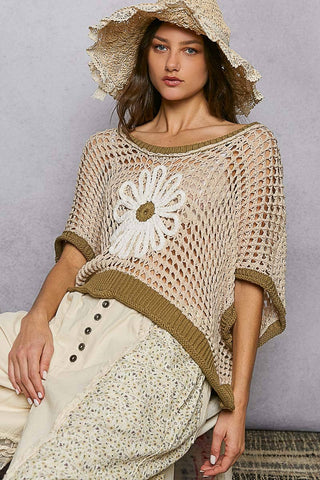 POL Clothing Round Neck Sleeveless Floral Open Crochet Sweater-Tops-Pol Clothing-Stuffology - Where Vintage Meets Modern, A Boutique for Real Women in Crosbyton, TX