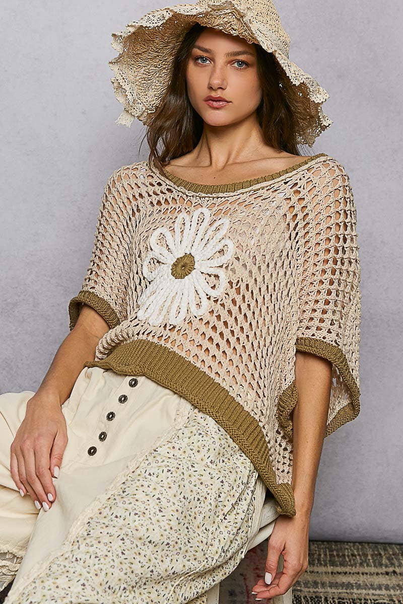 POL Clothing Round Neck Sleeveless Floral Open Crochet Sweater-Sweater Vest-Pol Clothing-Stuffology - Where Vintage Meets Modern, A Boutique for Real Women in Crosbyton, TX
