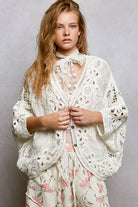 Batwing Sleeve Button Down Solid Crochet Cardigan Top-Pol Clothing-Stuffology - Where Vintage Meets Modern, A Boutique for Real Women in Crosbyton, TX