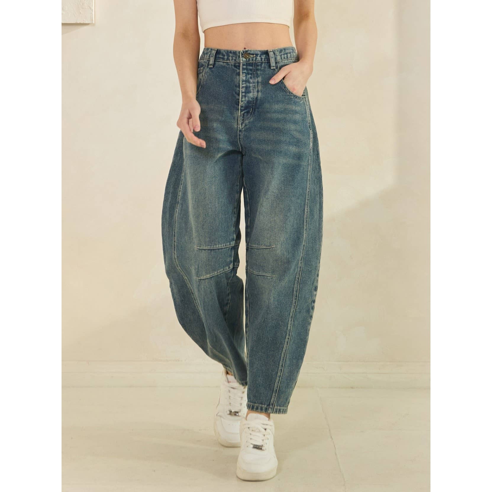 CLASSIC BARREL STYLE JEANS-Jeans-Sage + Fig-Stuffology - Where Vintage Meets Modern, A Boutique for Real Women in Crosbyton, TX