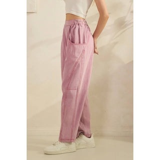 Acid Wash Wide Leg Pink Denim Pants-Pants-Sage + Fig-Stuffology - Where Vintage Meets Modern, A Boutique for Real Women in Crosbyton, TX