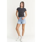 SUPER HIGH SHORTS WITH FRAYED RAW HEM-Mica Denim-Stuffology - Where Vintage Meets Modern, A Boutique for Real Women in Crosbyton, TX