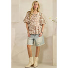 BOHO BOTANICAL TIE-FRONT TOP (ST7742)-Sage + Fig-Stuffology - Where Vintage Meets Modern, A Boutique for Real Women in Crosbyton, TX