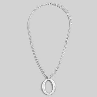 Matte Hammered Gold Oval Pendant Layered Chains Necklace-Necklaces-The Looks by Fame Accessories-Stuffology - Where Vintage Meets Modern, A Boutique for Real Women in Crosbyton, TX