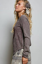 Studded Peace Sign Long Sleeve Thermal Top-Tops-Pol Clothing-Stuffology - Where Vintage Meets Modern, A Boutique for Real Women in Crosbyton, TX
