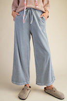 Faded Denim Mineral Washed Terry Pants-Pants-EASEL-Stuffology - Where Vintage Meets Modern, A Boutique for Real Women in Crosbyton, TX