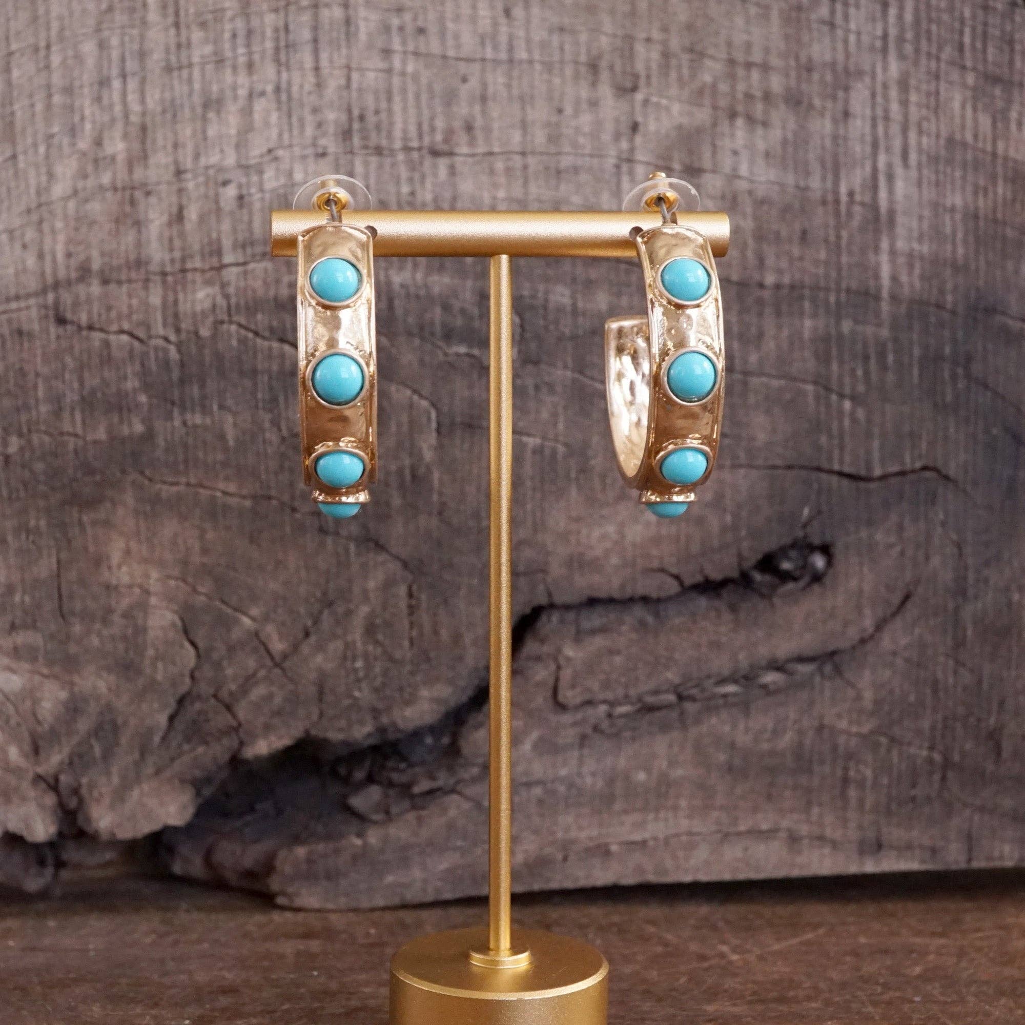 Jeweled Bubble Hoop Earrings – Colorful Acrylic Cabochons-PennyLine inc-Stuffology - Where Vintage Meets Modern, A Boutique for Real Women in Crosbyton, TX