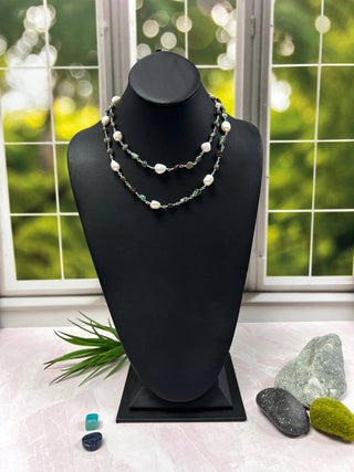 Gemstone and Cultured Pearl Rosary Style Necklace-IST Jewelry-Stuffology - Where Vintage Meets Modern, A Boutique for Real Women in Crosbyton, TX