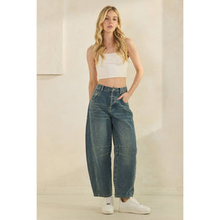 CLASSIC BARREL STYLE JEANS-Jeans-Sage + Fig-Stuffology - Where Vintage Meets Modern, A Boutique for Real Women in Crosbyton, TX