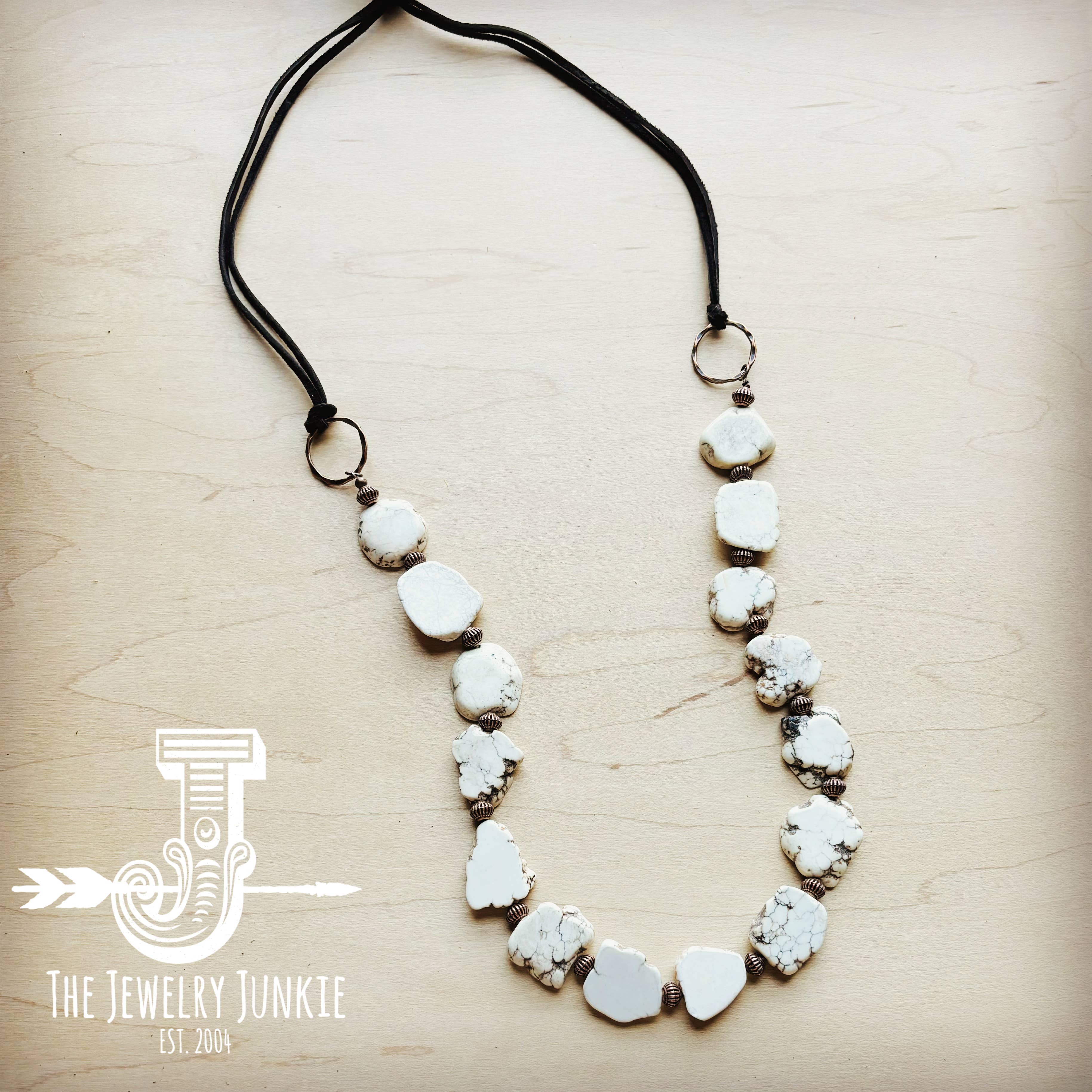 White Turquoise Slab Necklace with Leather Closure /Stuffology Boutique-Necklaces-The Jewelry Junkie-Stuffology - Where Vintage Meets Modern, A Boutique for Real Women in Crosbyton, TX