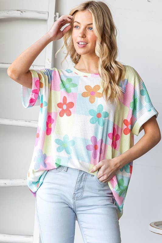 SHORT SLEEVE FLORAL PRINT TOP-Oversized Top-HEIMISH-Stuffology - Where Vintage Meets Modern, A Boutique for Real Women in Crosbyton, TX