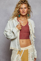 Vintage Wash Double Gauze Hoodie Jacket-Hoodie-Pol Clothing-Stuffology - Where Vintage Meets Modern, A Boutique for Real Women in Crosbyton, TX