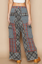 Wide Leg Elastic Waist Contrast Plaid Cargo Pockets Pants /Stuffology Boutique-Pants-Pol Clothing-Stuffology - Where Vintage Meets Modern, A Boutique for Real Women in Crosbyton, TX