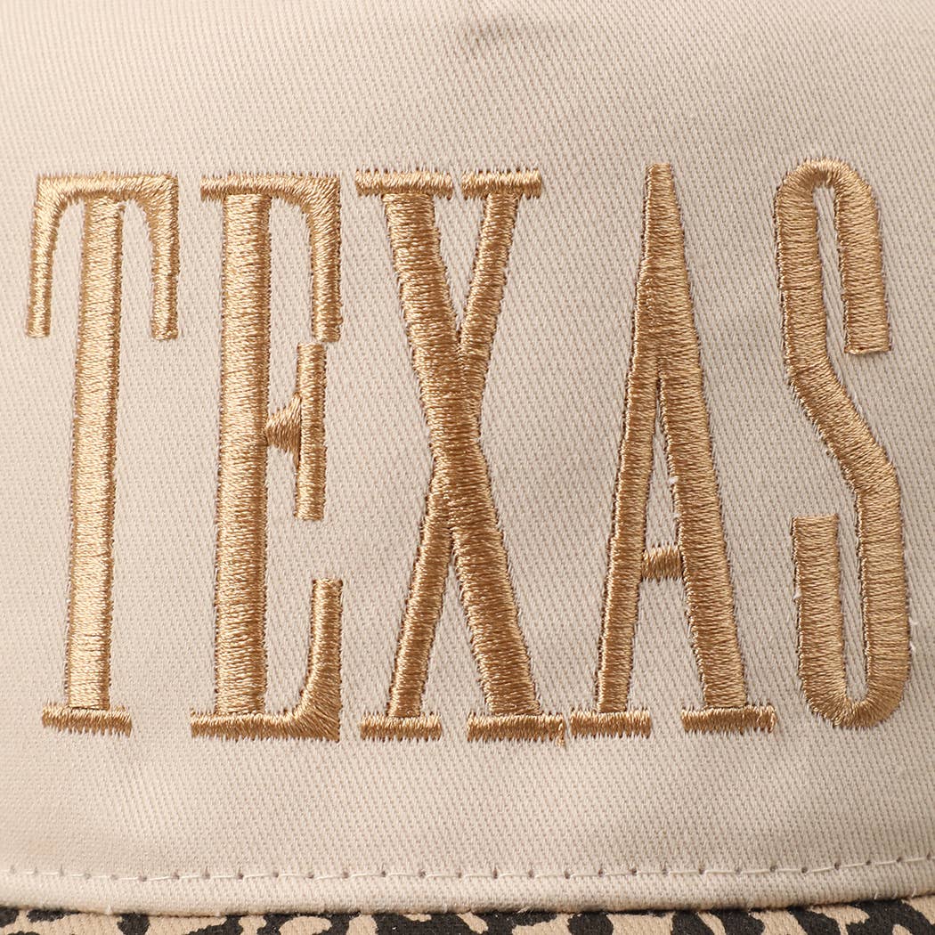 TEXAS Embroidery Leopard Two-Tone Trucker Hat-Hats-Fashion City-Stuffology - Where Vintage Meets Modern, A Boutique for Real Women in Crosbyton, TX
