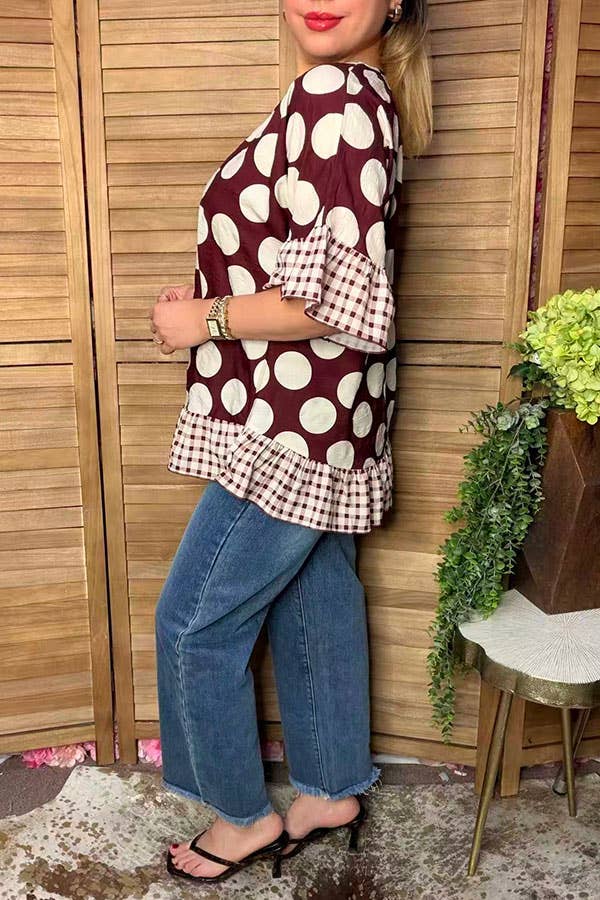 Trendy floral short sleeve women's boutique top GJQ17422-Blouse-luluclothes-Stuffology - Where Vintage Meets Modern, A Boutique for Real Women in Crosbyton, TX