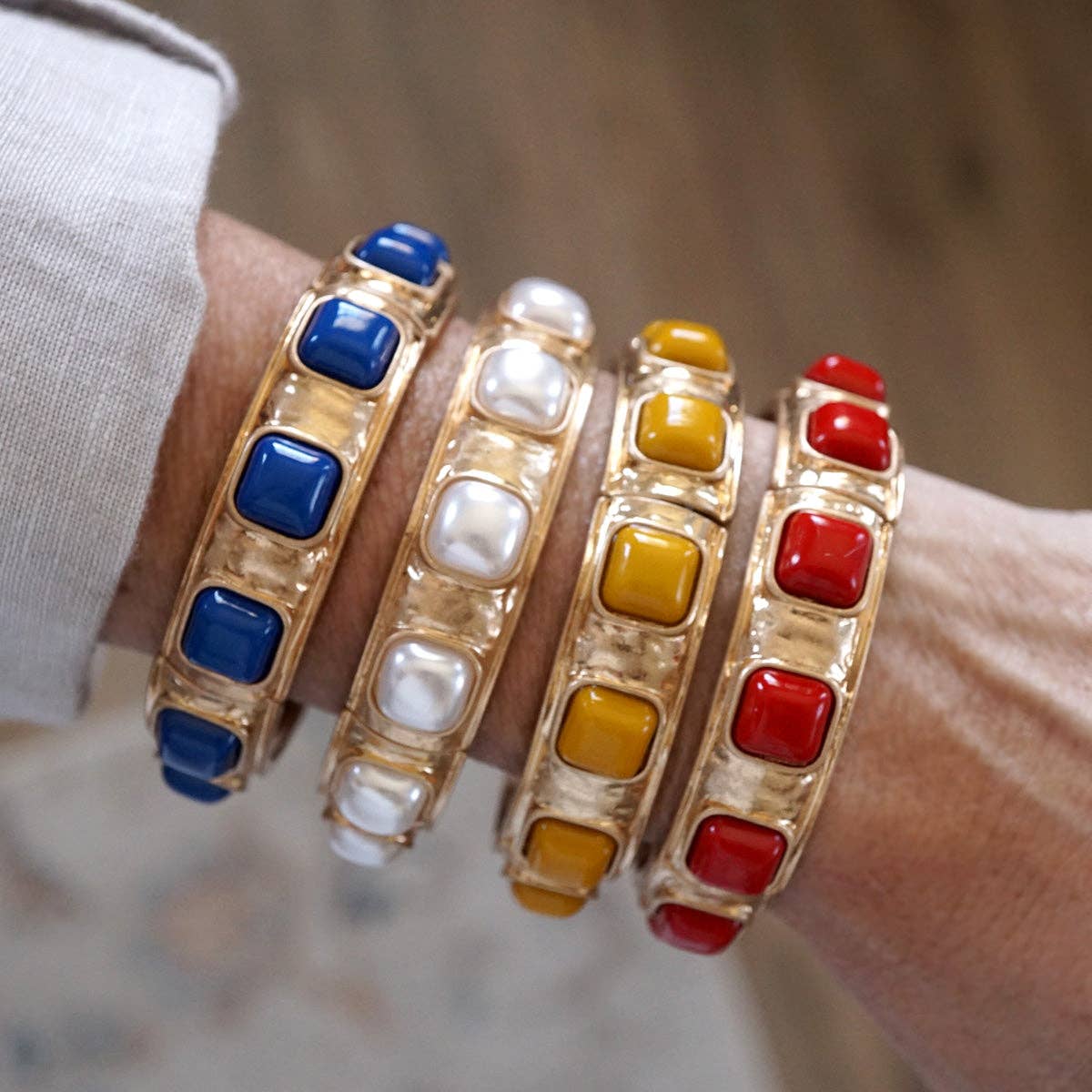 Eternal Glow – Eternity Stretchy Bangle with Cabochons or Pearls-PennyLine inc-Stuffology - Where Vintage Meets Modern, A Boutique for Real Women in Crosbyton, TX