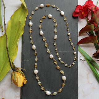 Gemstone and Cultured Pearl Rosary Style Necklace-IST Jewelry-Stuffology - Where Vintage Meets Modern, A Boutique for Real Women in Crosbyton, TX
