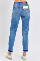 Judy Blue Mid Rise Rigid Magic Release Hem Boyfriend Fit Jeans /Stuffology Boutique-Jeans-JUDY BLUE-Stuffology - Where Vintage Meets Modern, A Boutique for Real Women in Crosbyton, TX